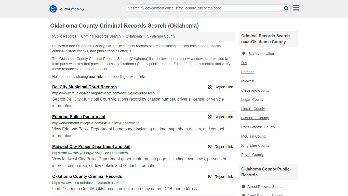 Oklahoma County Criminal Records Search (Oklahoma) - County Office